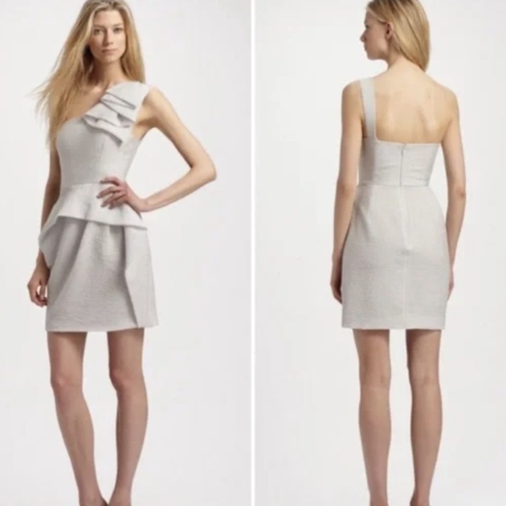 BCBGMaxAzria One-Shoulder Gray Dress